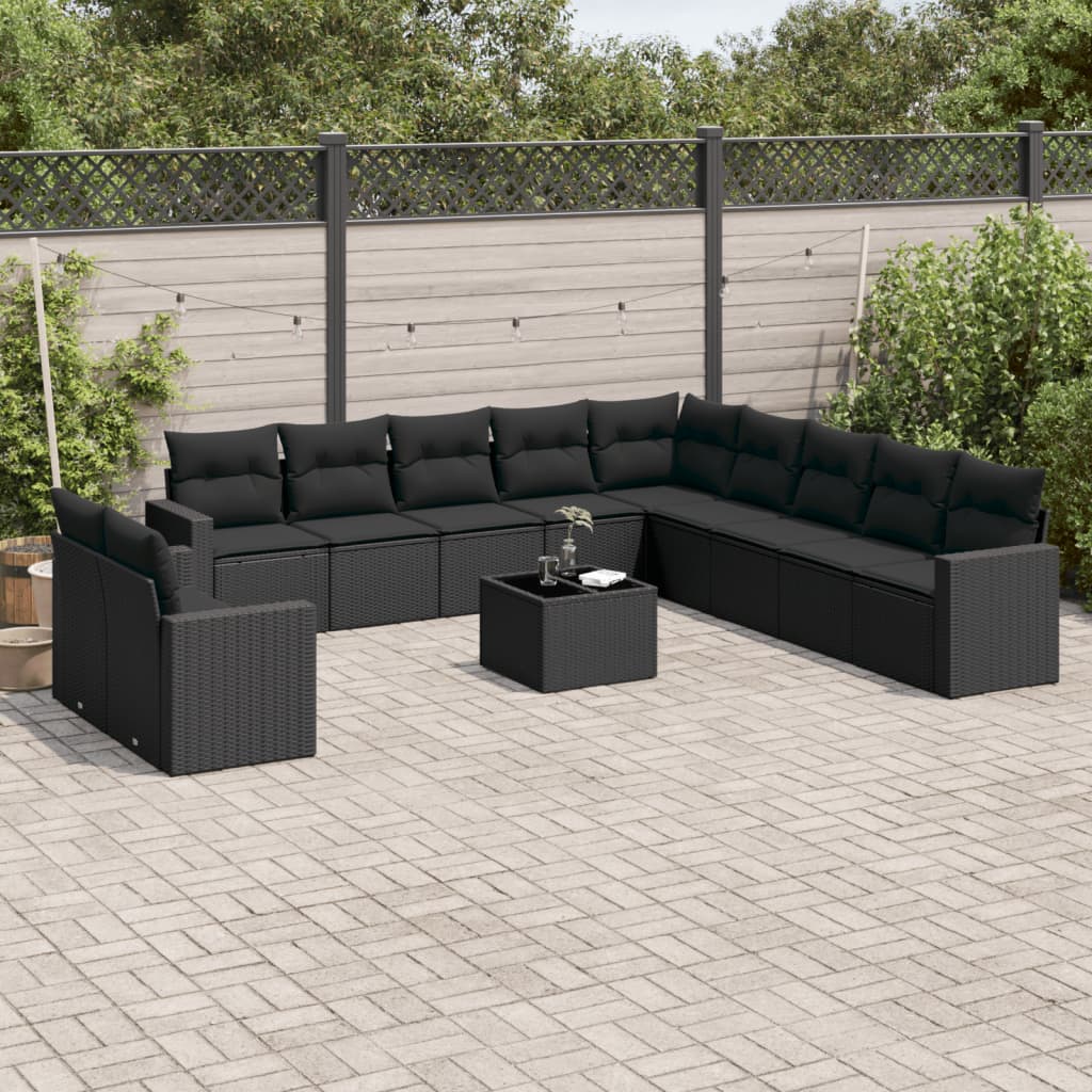 Set Canapele De Grădină Cu Perne, 11 Piese, , Poliratan