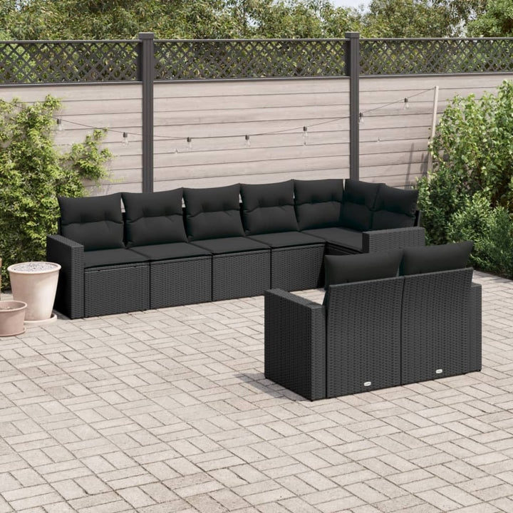 Set Canapele De Grădină Cu Perne, 9 Piese, Maro, Poliratan