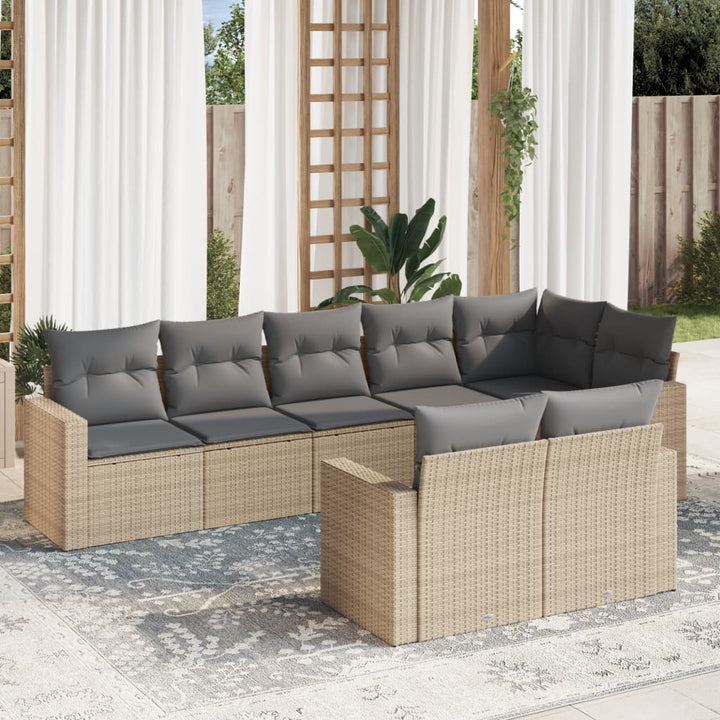 Set Canapele De Grădină Cu Perne, 9 Piese, Maro, Poliratan