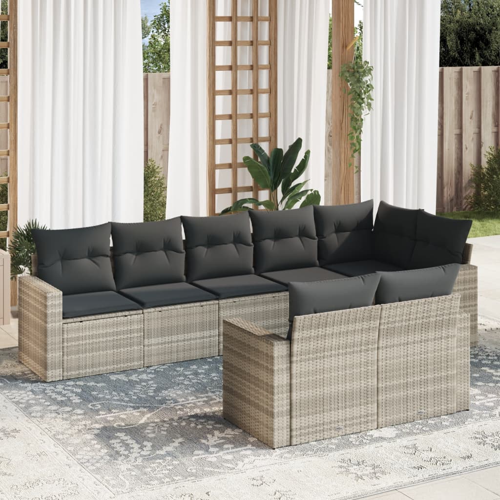 Set Canapele De Grădină Cu Perne, 9 Piese, Maro, Poliratan