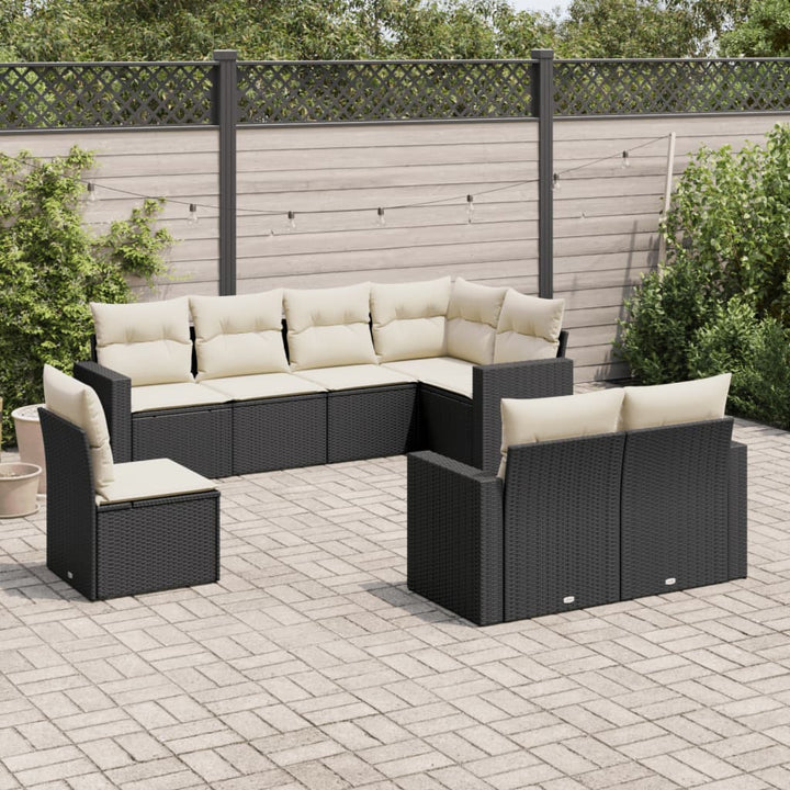 Set Canapele De Grădină Cu Perne, 9 Piese, Maro, Poliratan