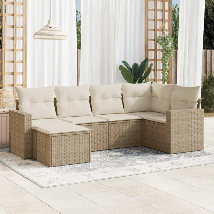 Set Mobilier De Grădină Cu Perne, 6 Piese, Negru, Poliratan