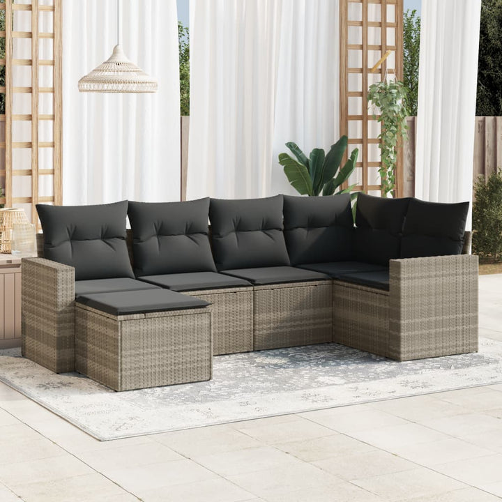 Set Mobilier De Grădină Cu Perne, 6 Piese, Negru, Poliratan