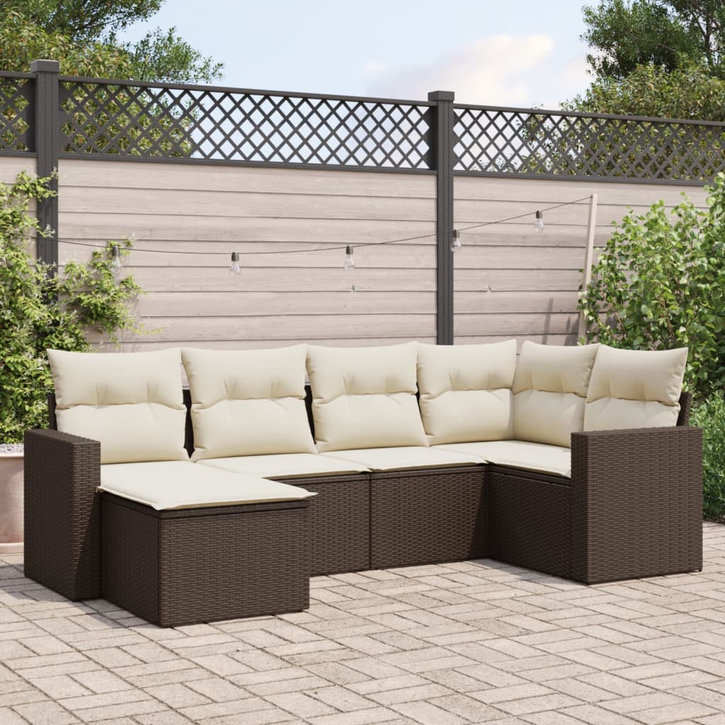 Set Mobilier De Grădină Cu Perne, 6 Piese, Negru, Poliratan