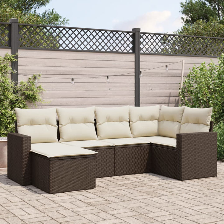 Set Mobilier De Grădină Cu Perne, 6 Piese, Negru, Poliratan