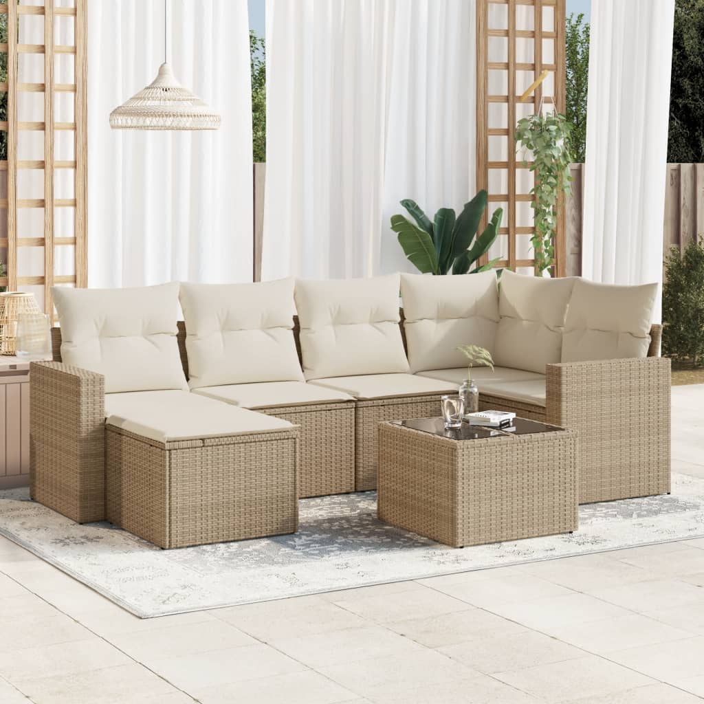 Set Mobilier De Grădină Cu Perne, 6 Piese, Negru, Poliratan