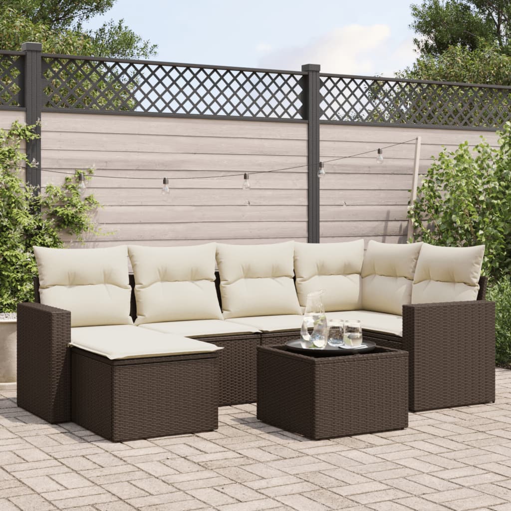Set Mobilier De Grădină Cu Perne, 6 Piese, Negru, Poliratan