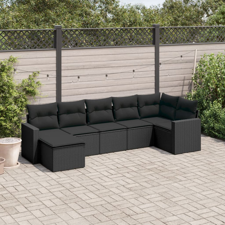 Set Canapele De Grădină Cu Perne, 8 Piese, Maro, Poliratan