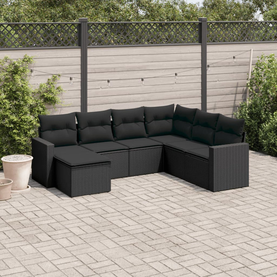 Set Canapele De Grădină Cu Perne, 7 Piese, , Poliratan