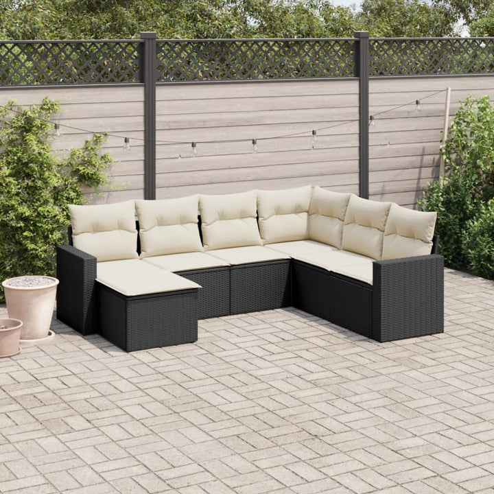Set Canapele De Grădină Cu Perne, 7 Piese, , Poliratan