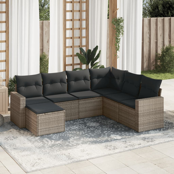 Set Canapele De Grădină Cu Perne, 7 Piese, , Poliratan