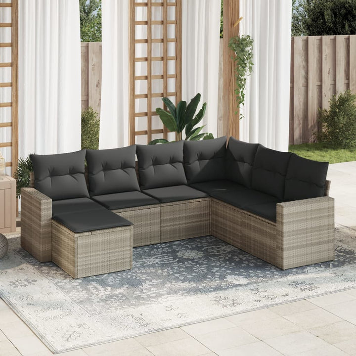 Set Canapele De Grădină Cu Perne, 7 Piese, , Poliratan