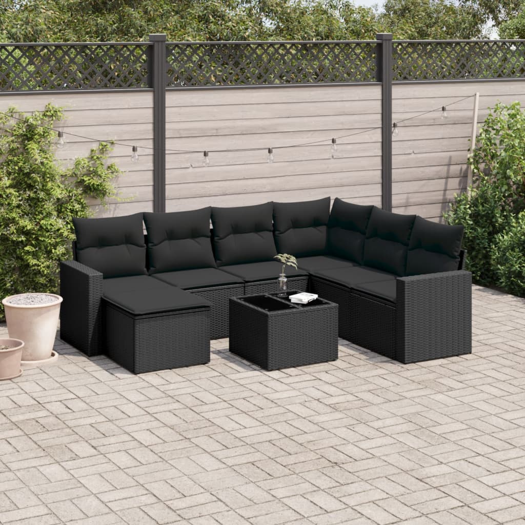 Set Canapele De Grădină Cu Perne, 7 Piese, , Poliratan