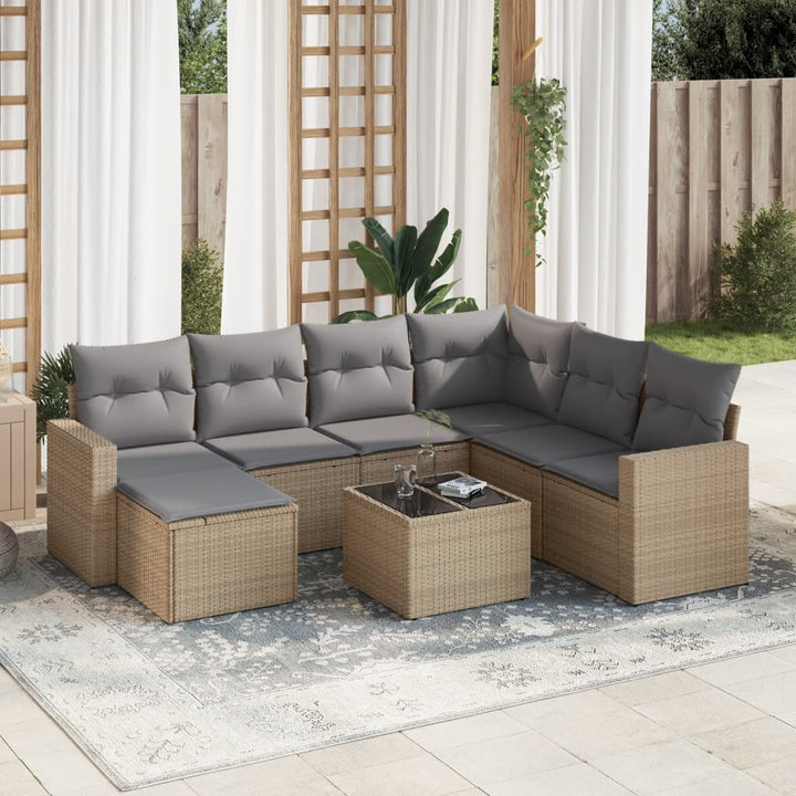 Set Canapele De Grădină Cu Perne, 7 Piese, , Poliratan