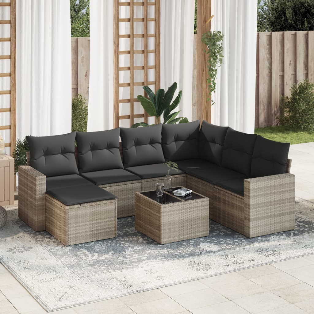 Set Canapele De Grădină Cu Perne, 7 Piese, , Poliratan