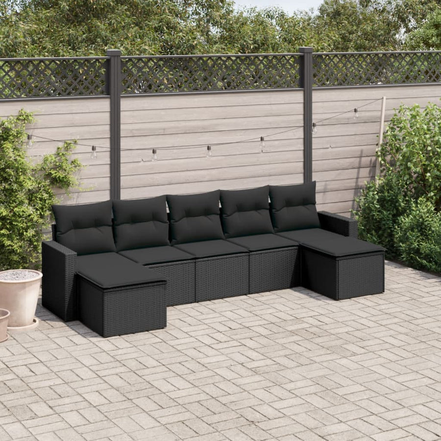 Set Canapele De Grădină Cu Perne, 7 Piese, , Poliratan