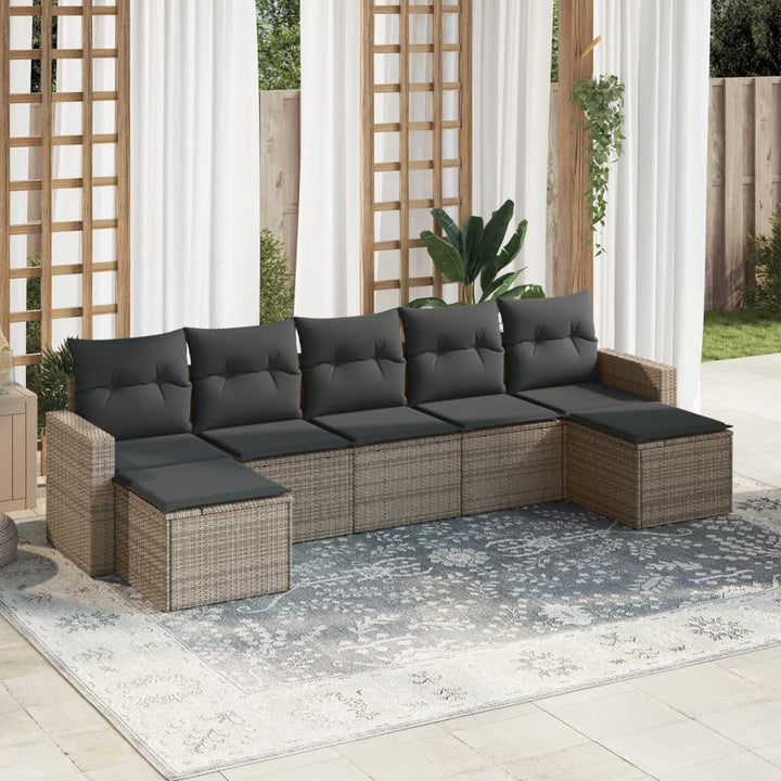 Set Canapele De Grădină Cu Perne, 7 Piese, , Poliratan