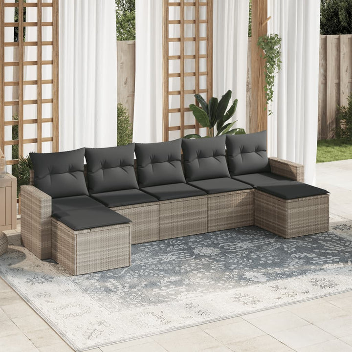 Set Canapele De Grădină Cu Perne, 7 Piese, , Poliratan