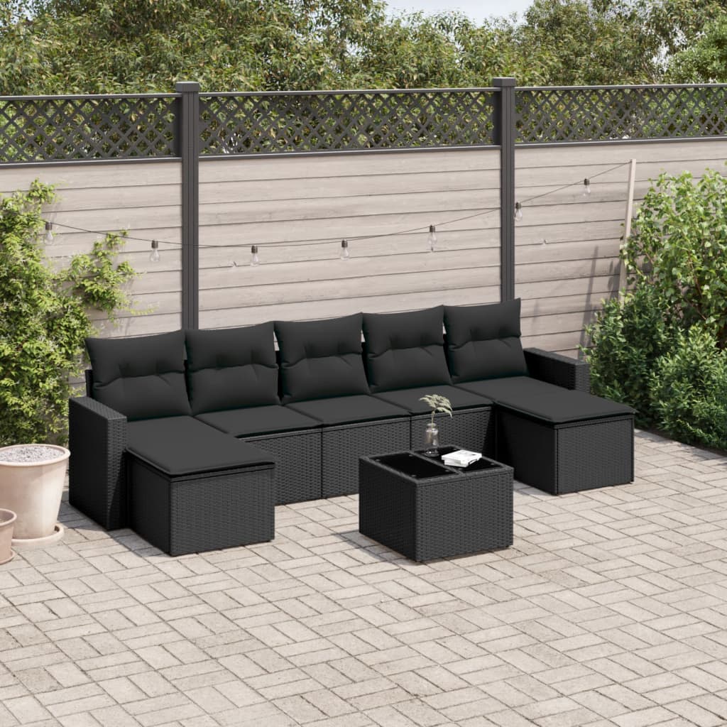 Set Canapele De Grădină Cu Perne, 7 Piese, , Poliratan