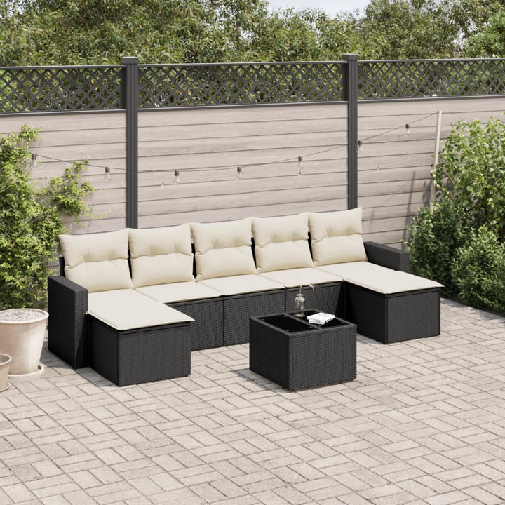 Set Canapele De Grădină Cu Perne, 7 Piese, , Poliratan