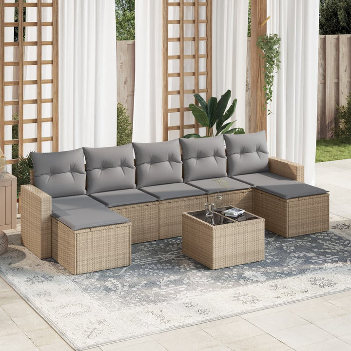 Set Canapele De Grădină Cu Perne, 7 Piese, , Poliratan