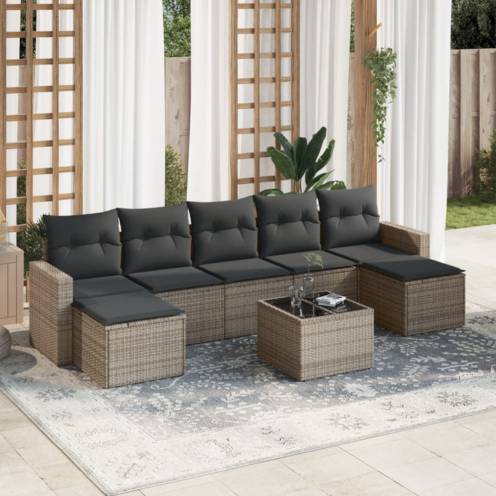 Set Canapele De Grădină Cu Perne, 7 Piese, , Poliratan
