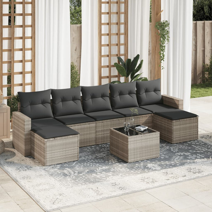 Set Canapele De Grădină Cu Perne, 7 Piese, , Poliratan