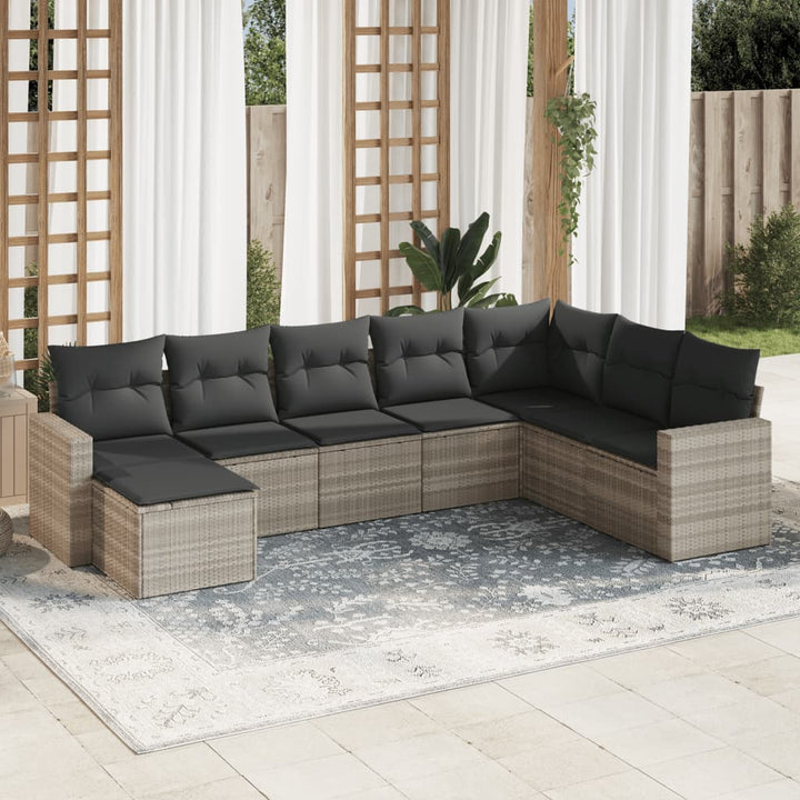 Set Canapele De Grădină Cu Perne, 9 Piese, Maro, Poliratan