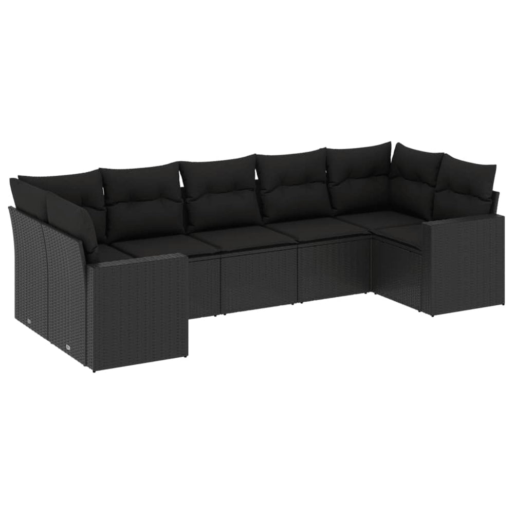 Set Canapele De Grădină Cu Perne, 7 Piese, , Poliratan