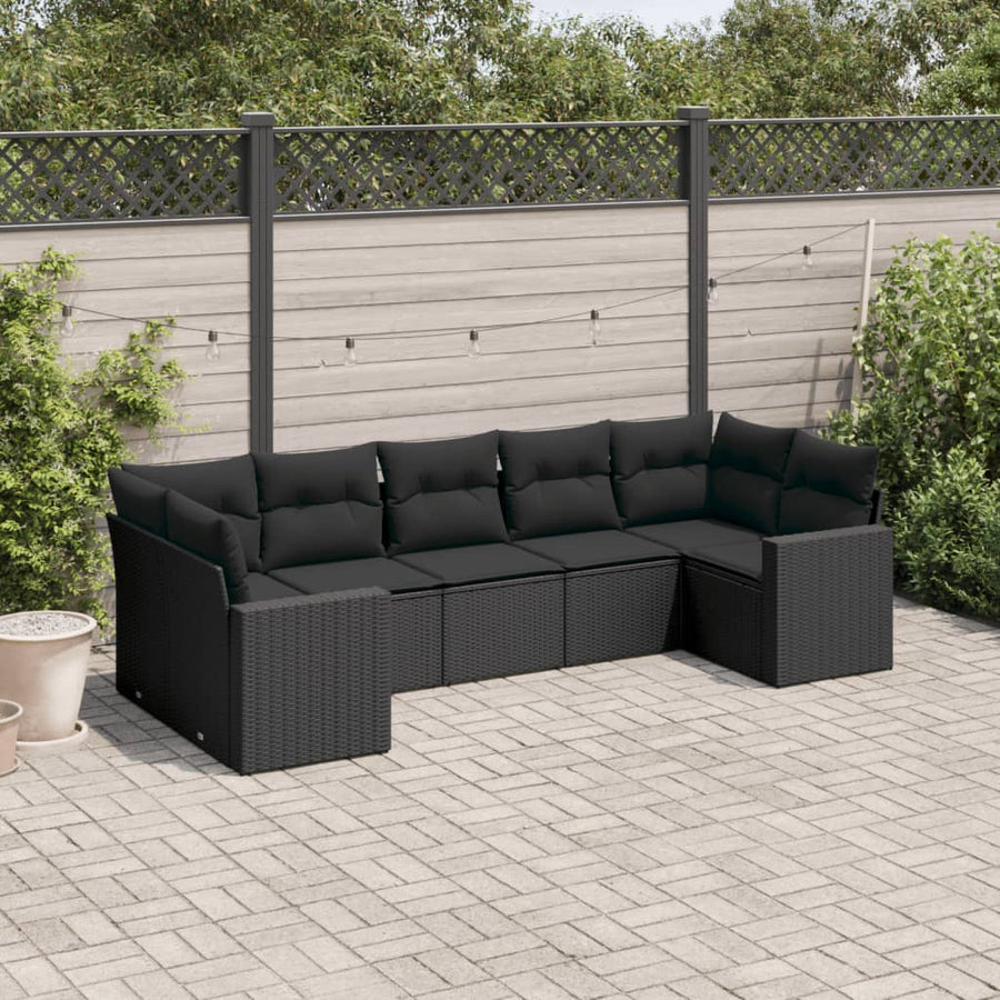 Set Canapele De Grădină Cu Perne, 7 Piese, , Poliratan