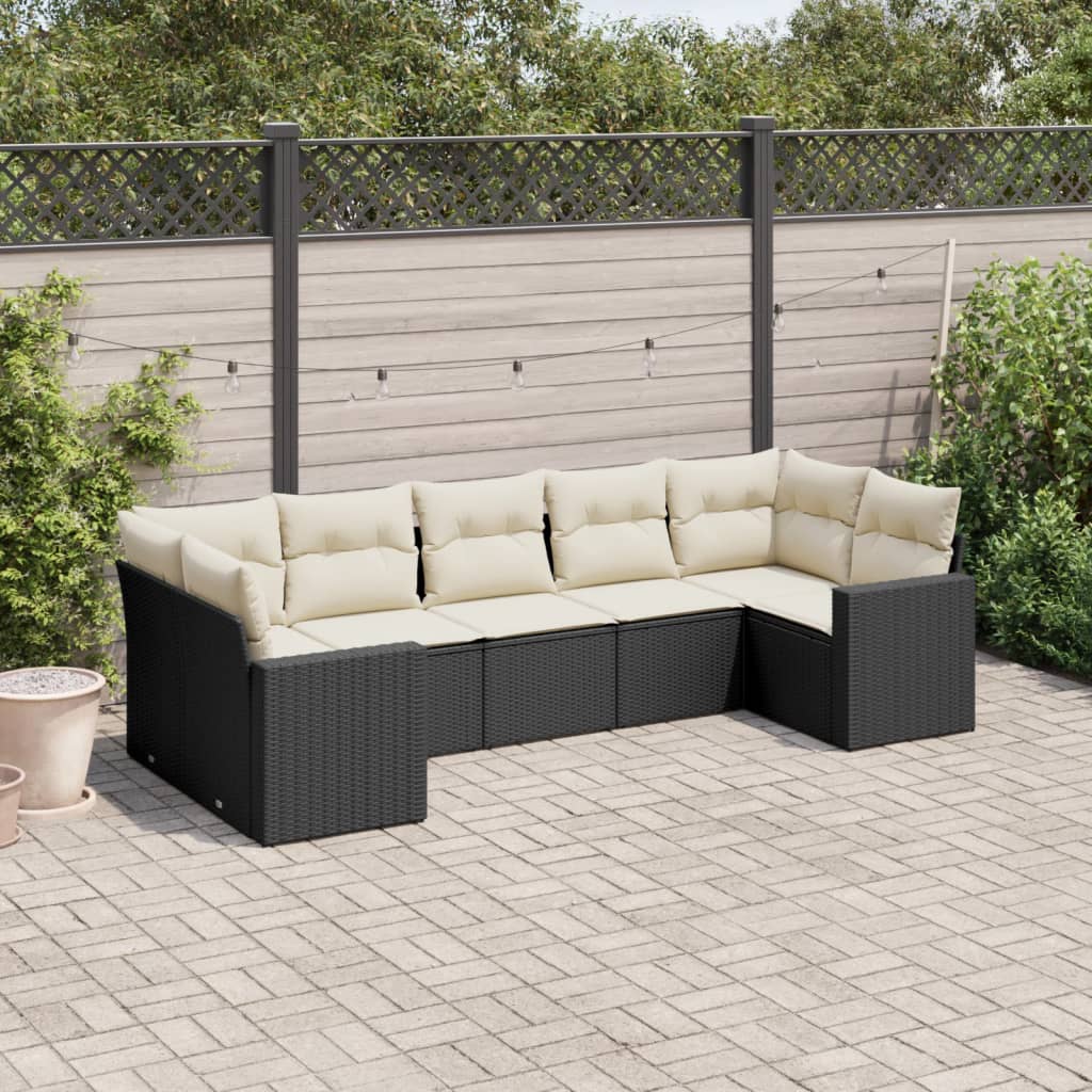 Set Canapele De Grădină Cu Perne, 7 Piese, , Poliratan