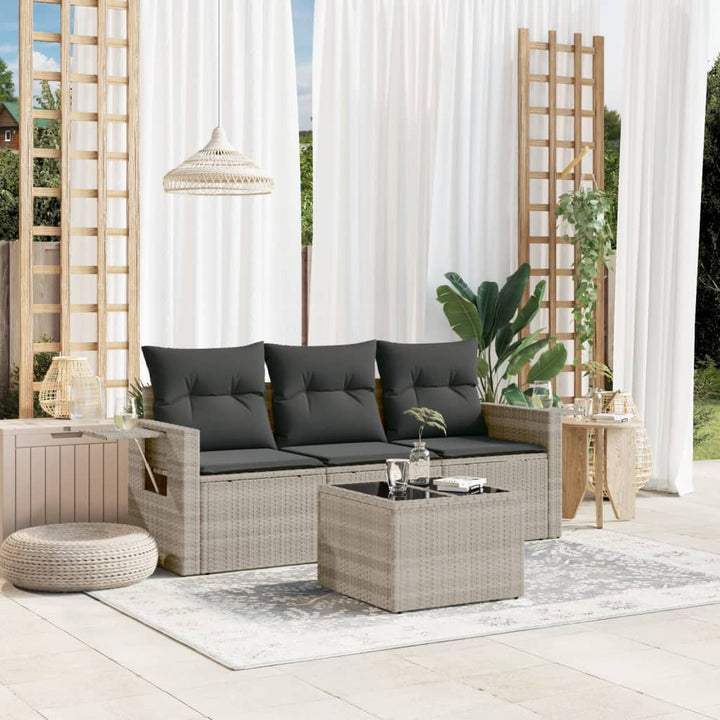 Set Canapele De Grădină, 3 Piese, Cu Perne, Bej, Poliratan