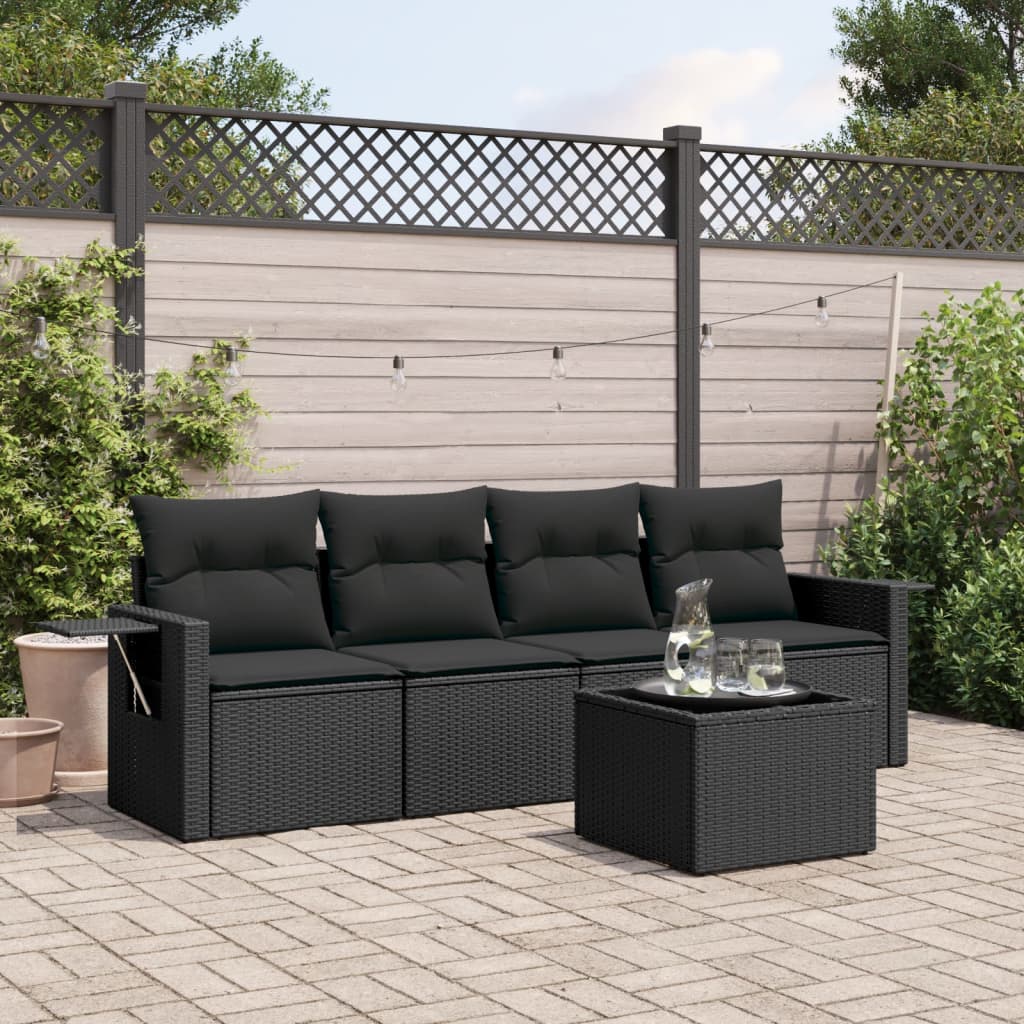 Set Canapele De Grădină Cu Perne, 5 Piese, , Poliratan