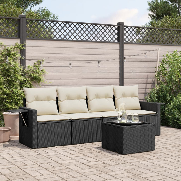 Set Canapele De Grădină Cu Perne, 5 Piese, , Poliratan