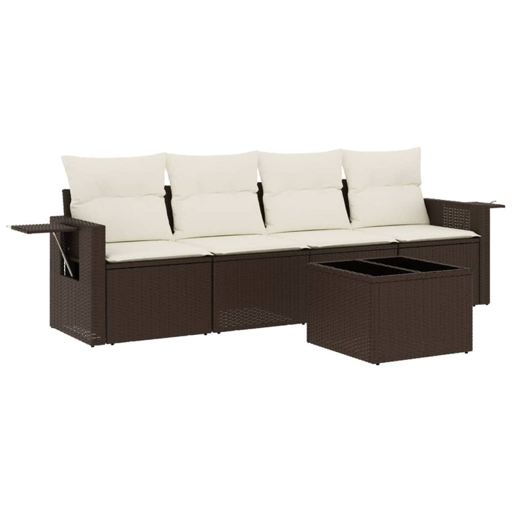 Set Canapele De Grădină Cu Perne, 5 Piese, , Poliratan
