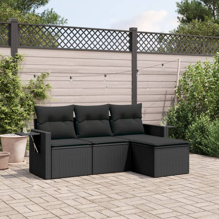 Set Canapele De Grădină, 4 Piese, Cu Perne, Bej, Poliratan