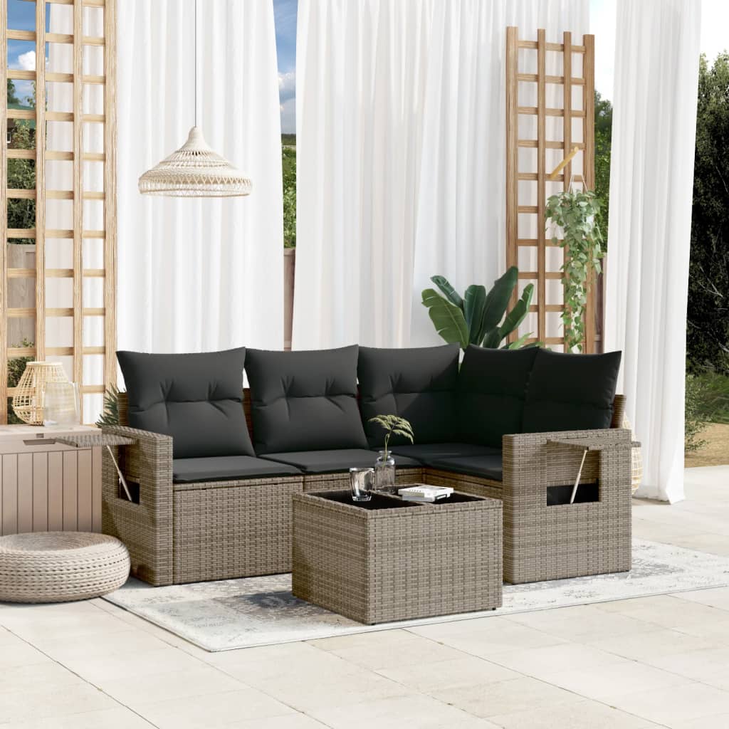 Set Canapele De Grădină, 4 Piese, Cu Perne, Bej, Poliratan