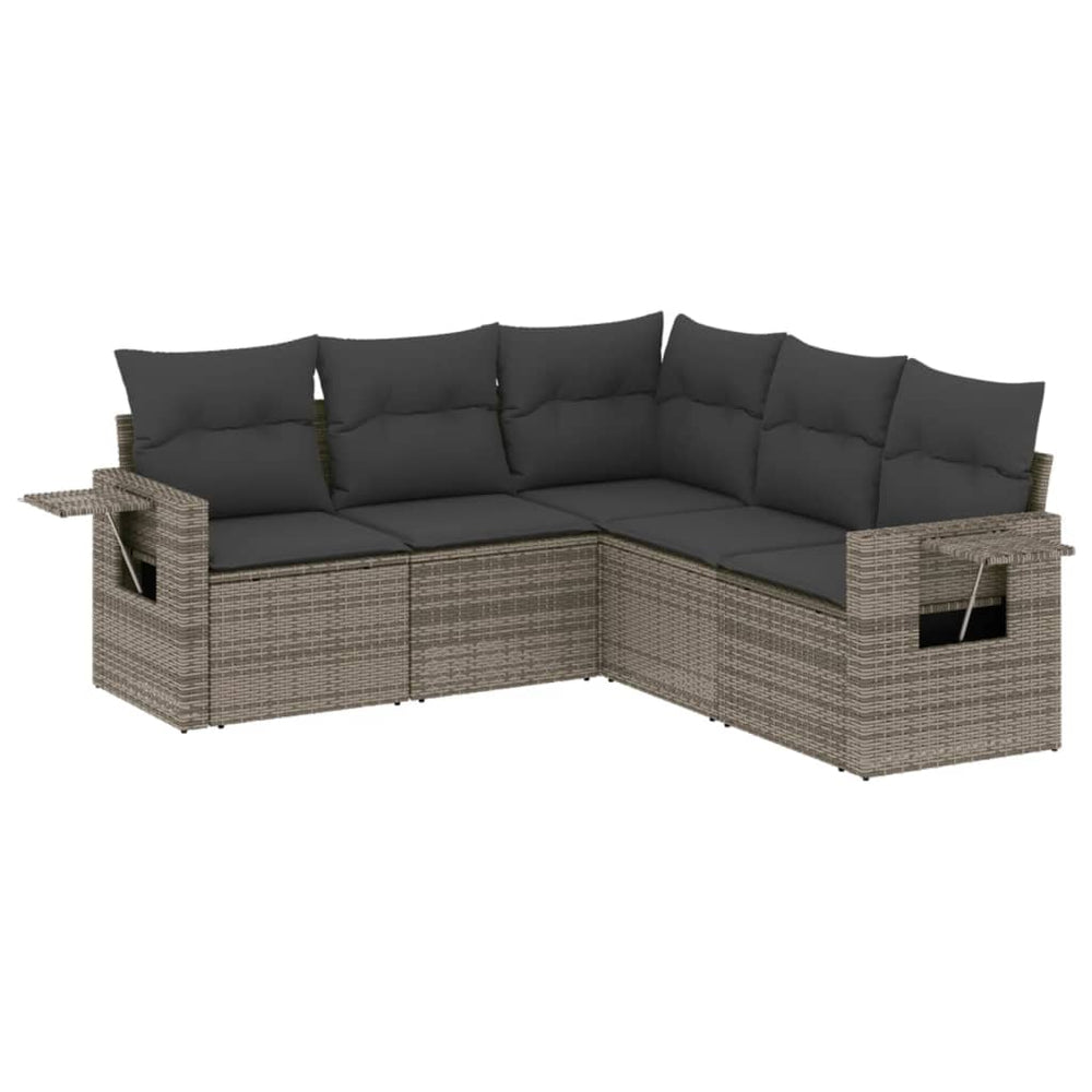 Set Canapea De Grădină Cu Perne, 5 Piese, , Poliratan