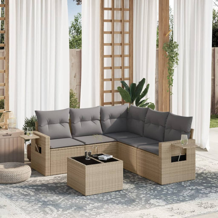 Set Canapea De Grădină Cu Perne, 5 Piese, , Poliratan