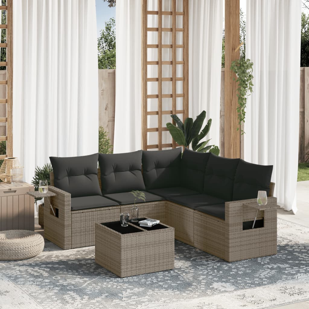 Set Canapea De Grădină Cu Perne, 5 Piese, , Poliratan
