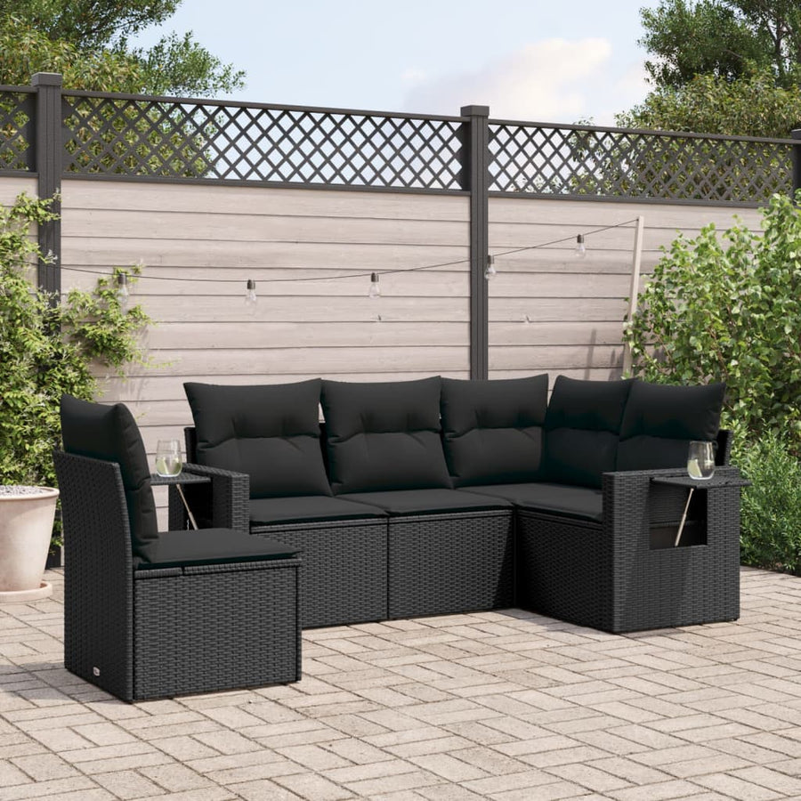 Set Mobilier De Grădină Cu Perne, 5 Piese, , Poliratan