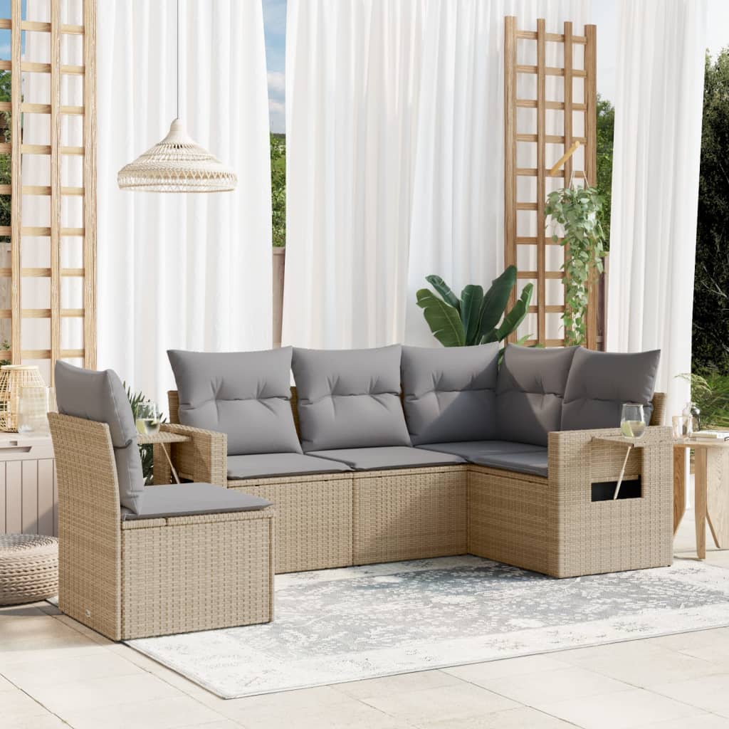 Set Mobilier De Grădină Cu Perne, 5 Piese, , Poliratan