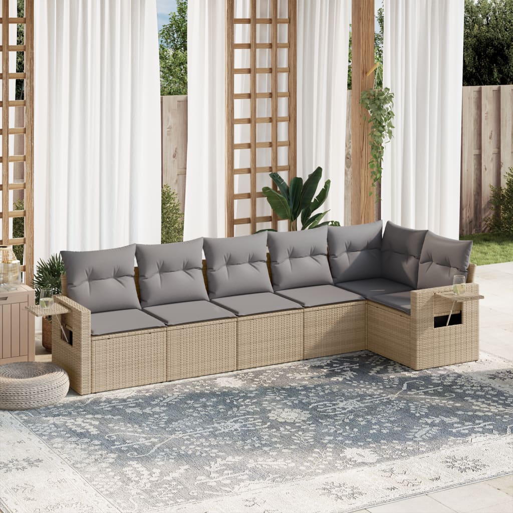 Set Mobilier De Grădină Cu Perne, 6 Piese, , Poliratan