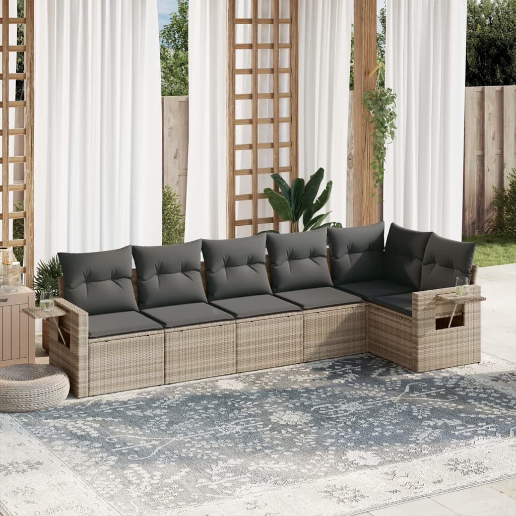 Set Mobilier De Grădină Cu Perne, 6 Piese, , Poliratan