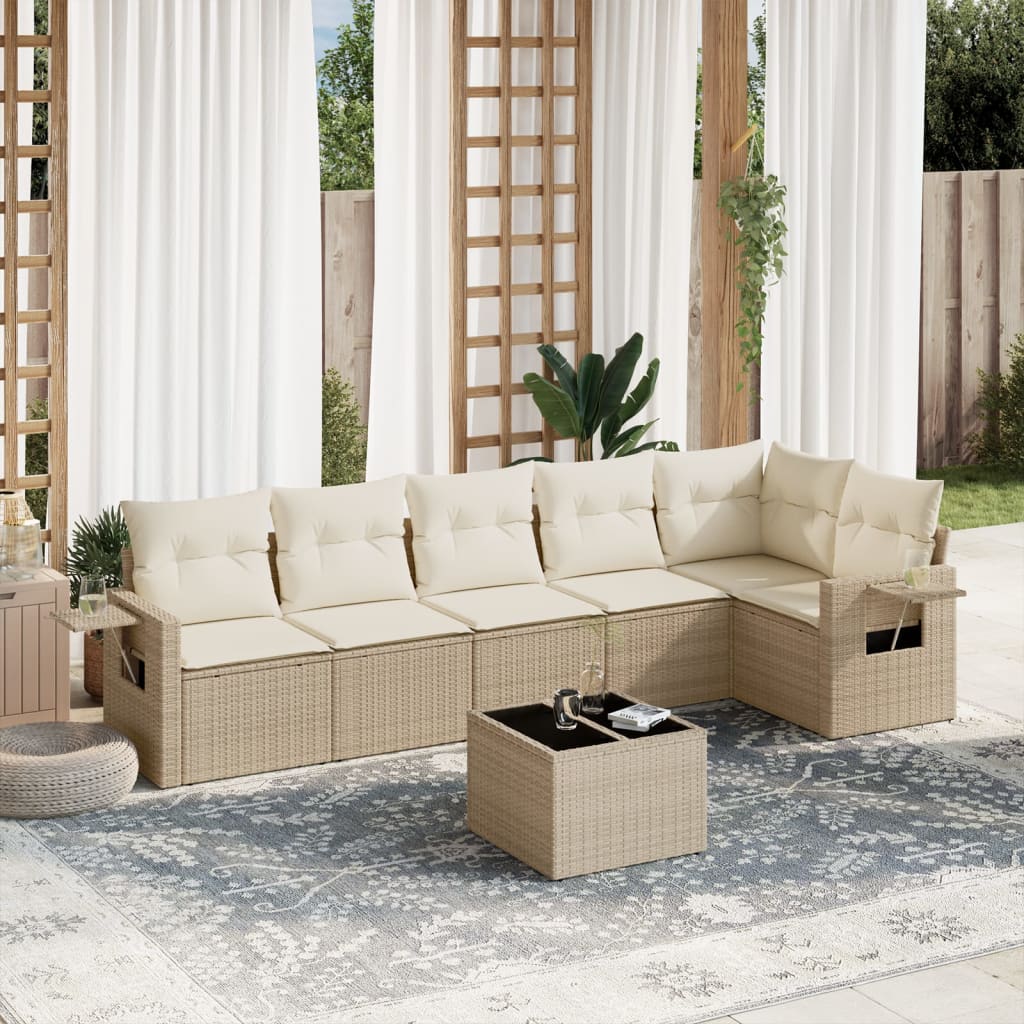 Set Mobilier De Grădină Cu Perne, 6 Piese, , Poliratan