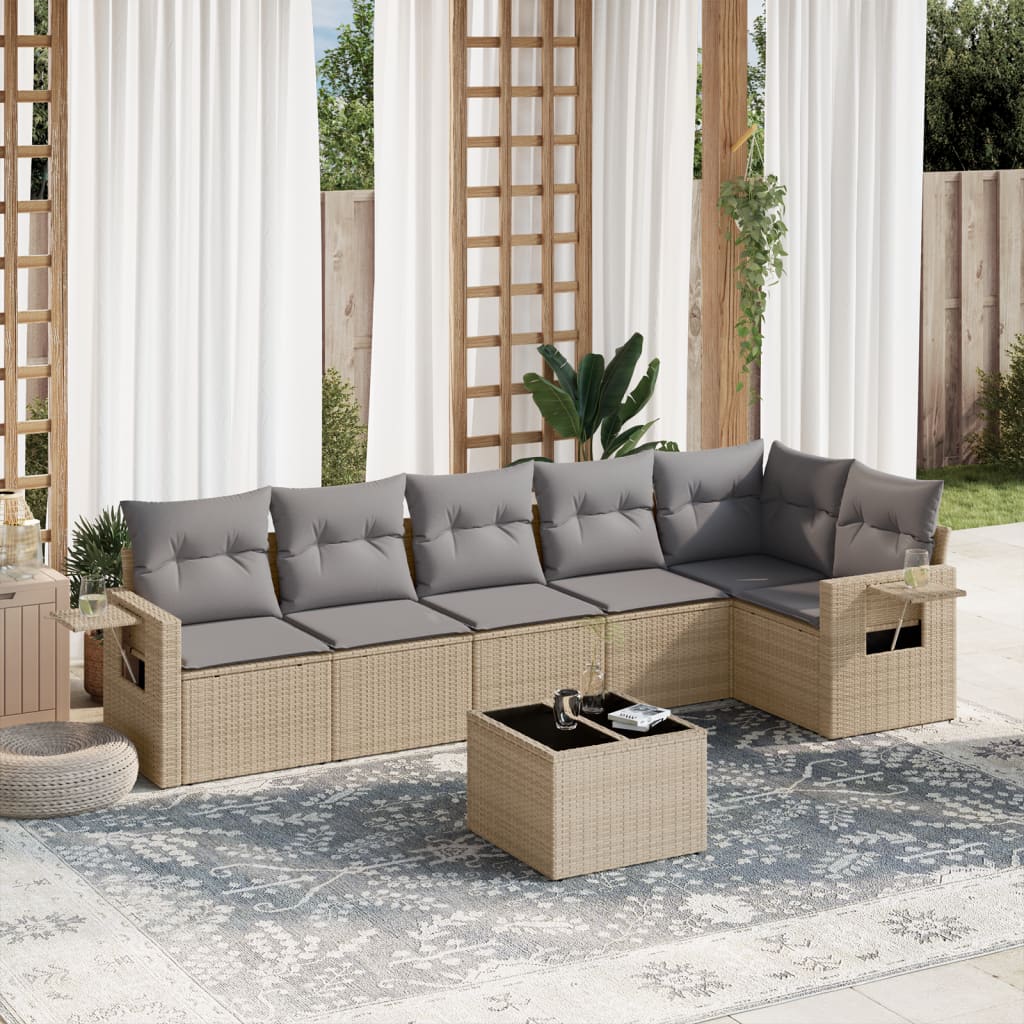 Set Mobilier De Grădină Cu Perne, 6 Piese, , Poliratan