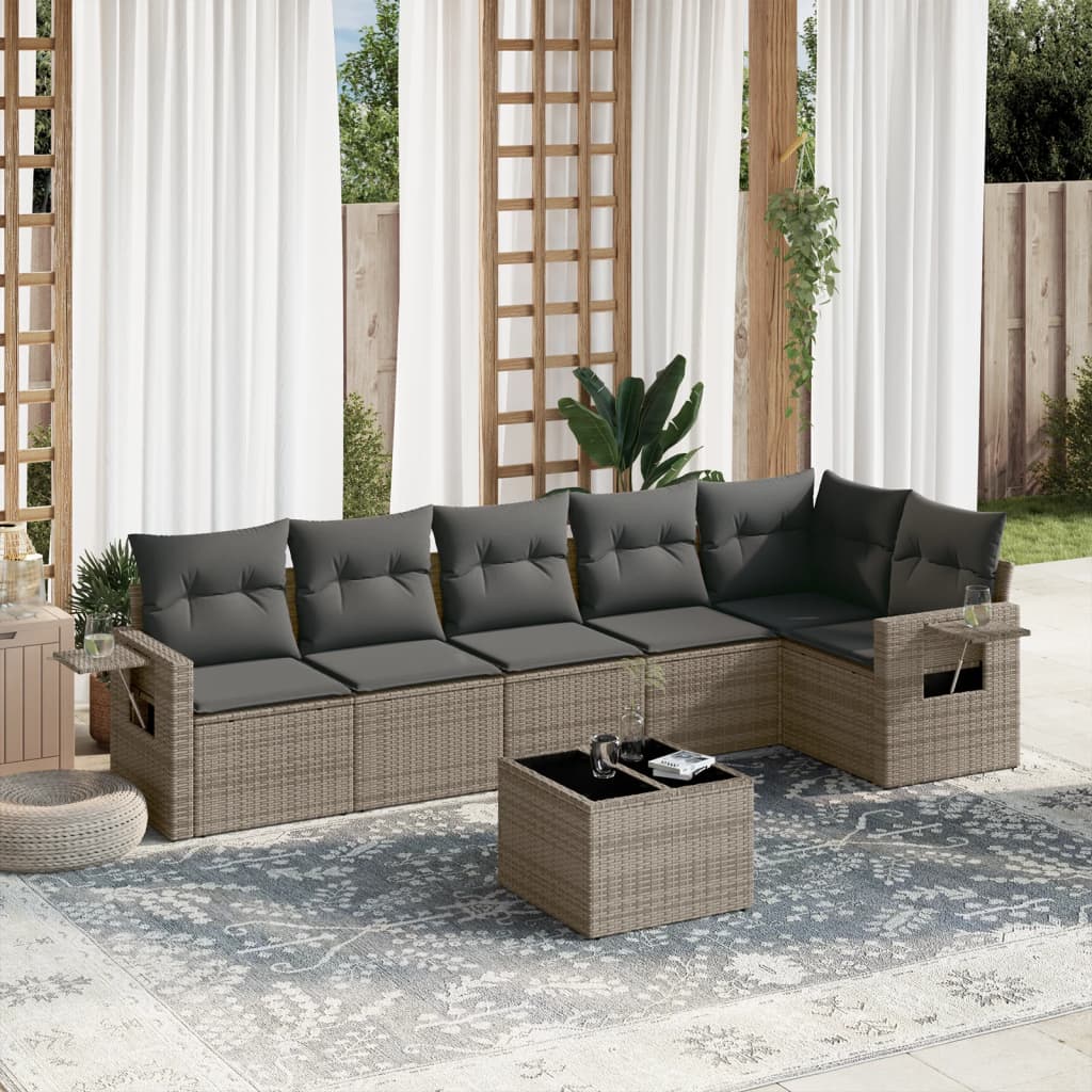 Set Mobilier De Grădină Cu Perne, 6 Piese, , Poliratan