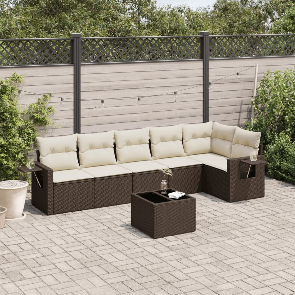Set Mobilier De Grădină Cu Perne, 6 Piese, , Poliratan