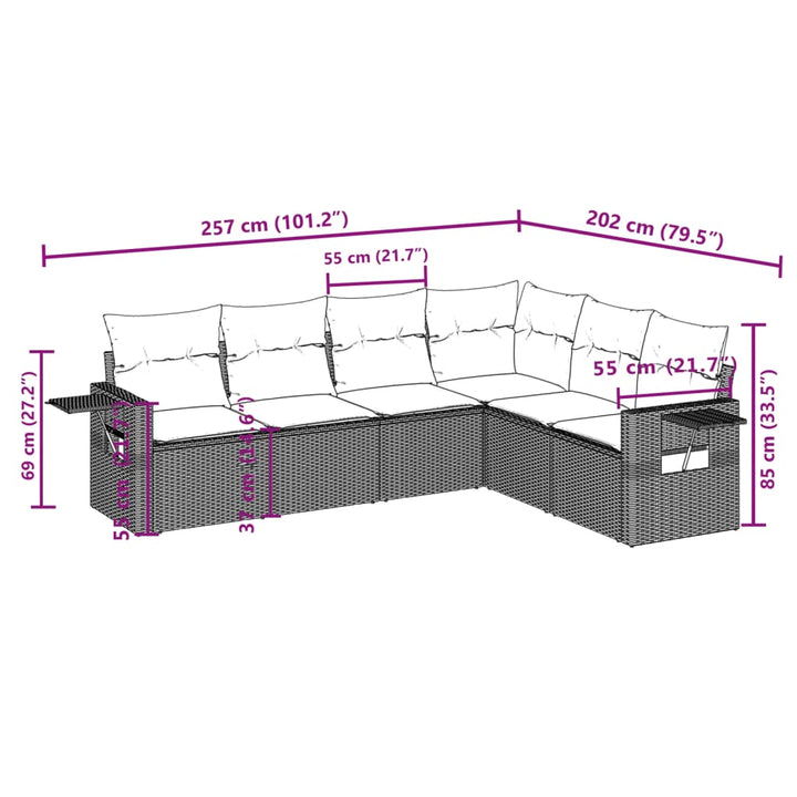 Set Mobilier De Grădină Cu Perne, 6 Piese, , Poliratan