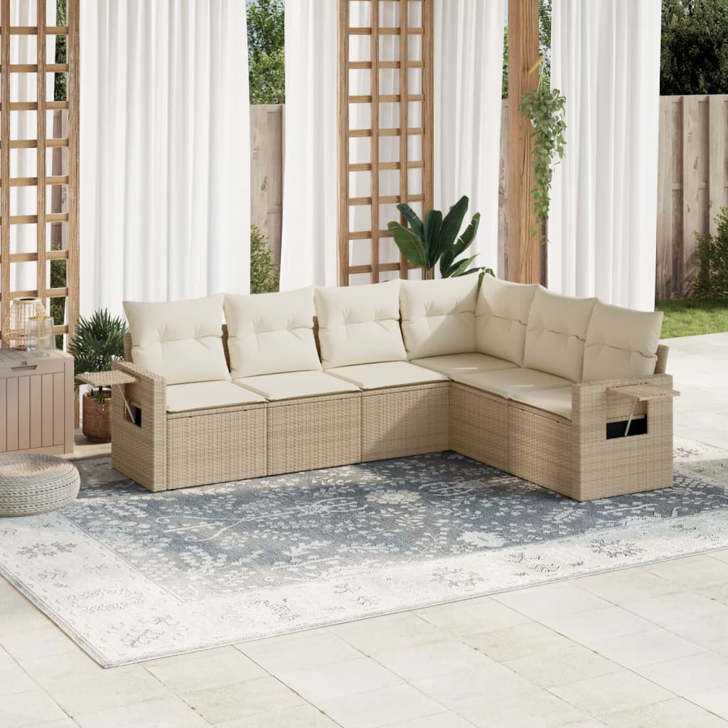 Set Mobilier De Grădină Cu Perne, 6 Piese, , Poliratan